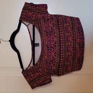 Forever 21 purple and pink tribal print crop top